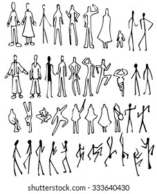 Set Doodle People Collaboration Isolated Vector Stock Vector (Royalty ...