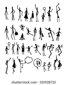 Set of doodle people collaboration isolated vector illustration