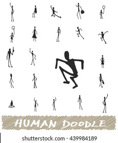 Set of doodle people collaboration isolated vector illustration