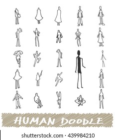 Set of doodle people collaboration isolated vector illustration
