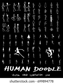 Set of doodle people vector illustration on blackboard