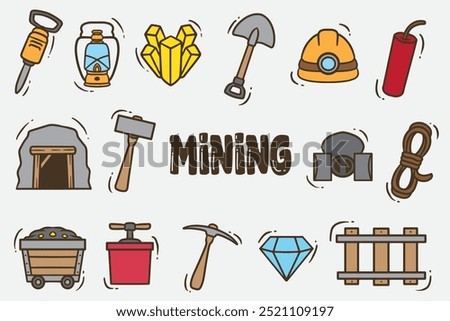 set of doodle quarry good for background, wallpaper, element design, icons, etc