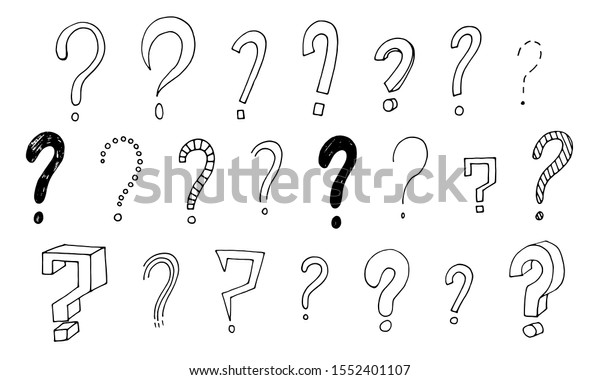 Set Doodle Question Marks Hand Drawn Stock Vector (Royalty Free ...