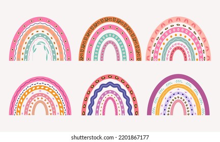 Set of doodle rainbow vector