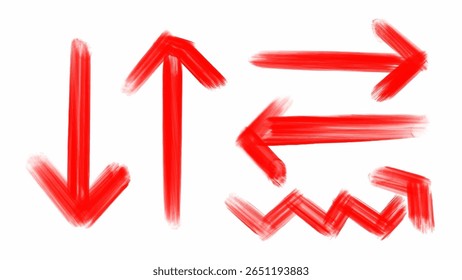 Set of doodle red arrow. vector