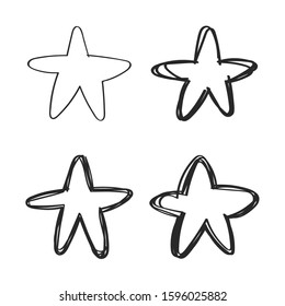 
Set of doodle rough stars. Hand drawn vector illustration of black grunge elements on white background. Sketch of markers and highlights for design use, postcards, web, wallpapers, wrapping paper 