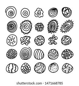 Set of doodle round collage elements illustration. Hand drawn icons. Vector collection.