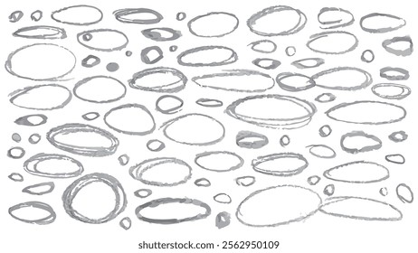 Set of doodle round shapes, pen ellipses and circles to emphasize text in hand drawn notes, brown ovals and ellipses lines to highlight text, set of various scribble bubbles and circles