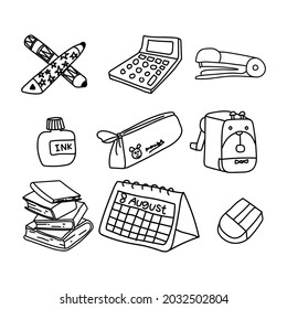 Set of doodle school icon design vector