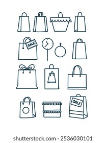 Set of doodle shopping bags with the word Sale, vector illustration for discount promotions