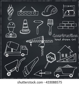 Set of doodle sketch Architecture Construction Building icons isolated vector illustration