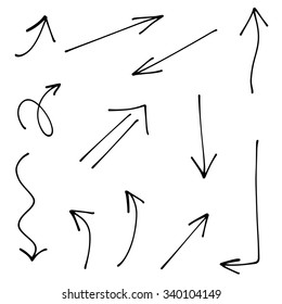 Set of doodle sketch arrows, pointers. Design element for infographic.