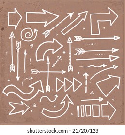 Set of doodle sketch arrows. Vector illustration. 