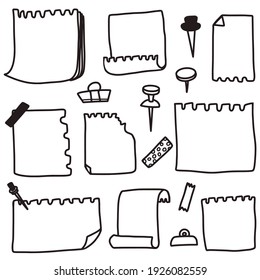 Set Of Doodle Sketch Note Paper For Messages Vector