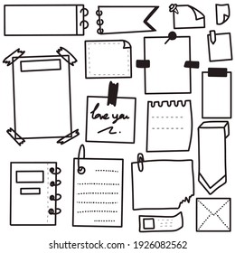 Set Of Doodle Sketch Note Paper For Messages Vector