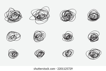 set of doodle sketchy pen and scribble isolated on white background, hand-drawn vector illustration