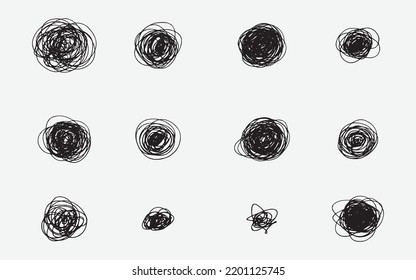 set of doodle sketchy pen and scribble isolated on white background, hand-drawn vector illustration