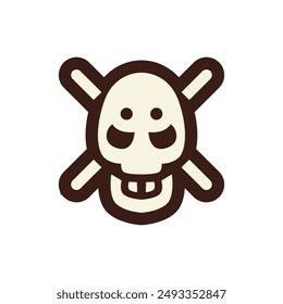 Set of doodle skulls with bones