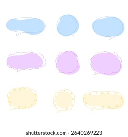set of doodle speech bubbles with abstract