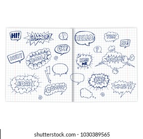set of doodle speech bubbles on a sheet