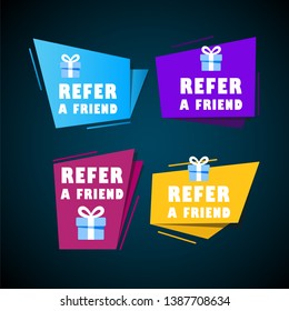 Set of doodle speech bubbles with Refer a Friend message