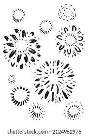 conjunto de starburst de doodle aislado en la mano de fondo blanco extraída del sol. elementos de diseño. ilustración vectorial.