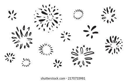 set of doodle starburst isolated on white background hand drawn from sunburst. design elements. vector illustration.