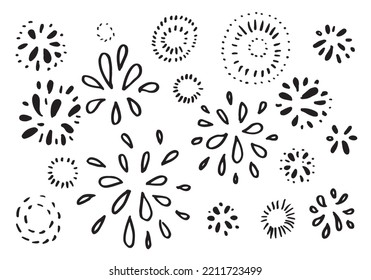 set of doodle starburst isolated on white background hand drawn from sunburst. design elements. vector illustration.