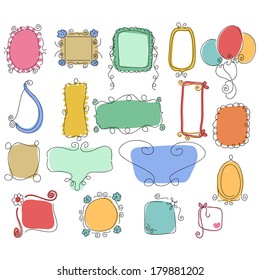 set of doodle style frames hand drawn vector