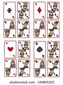 set of doodle style game cards
