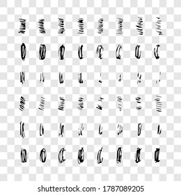 Conjunto de doodle estilo varias líneas onduladas y trazos. Elementos de diseño dibujados a mano negra sobre fondo transparente. Ilustración del vector