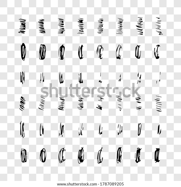 Set of doodle style various wavy lines and\
strokes. Black hand drawn design elements on transparent\
background. Vector\
illustration