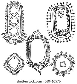 Set with doodle stylized tablets. Black outlines on the white background. EPS10 Vector.