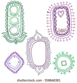 Set with doodle stylized tablets. Colorful outlines on the white background. EPS10 Vector.