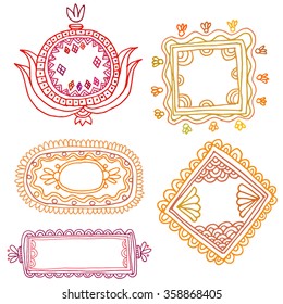 Set with doodle stylized tablets. Colorful outlines on the white background. EPS10 Vector.