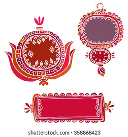 Set with doodle stylized tablets. Colorful on the white background. EPS10 Vector.