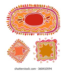 Set with doodle stylized tablets. Colorful on the white background. EPS10 Vector.