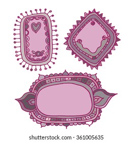 Set with doodle stylized tablets. Colorful on the white background. EPS10 Vector.