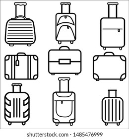 Set of doodle suitcase. Hand drawn vector illustration.