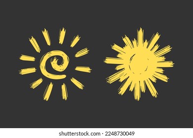 set of doodle sun. Design elements. vector illustration.
