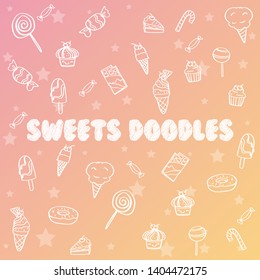 set doodle sweet food vector illustration