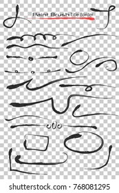 Set of Doodle Title Border Paint Brush Effect, at Transparent Effect Background
