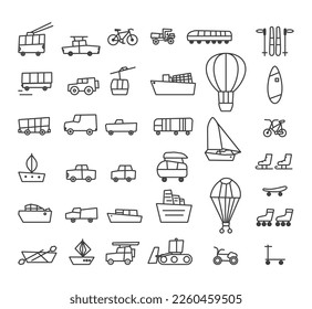 set of doodle transport illustration