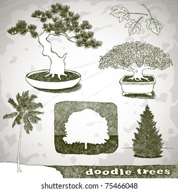 Set of doodle trees, vector eps8 illustration