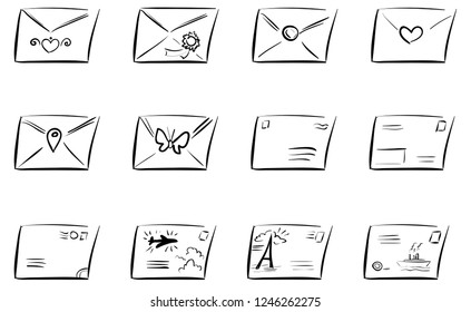Set doodle vector icons of letters