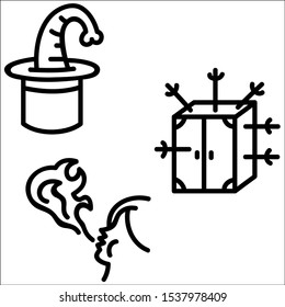 Set of doodle vector magic icons. Hand drawn illustration.