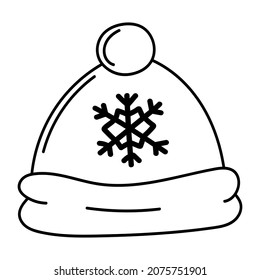 Juego de doodle sombrero de invierno cálido para la decoración, diseño de cartas, invitaciones