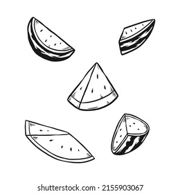 ilustración de doodle watermelón con mano