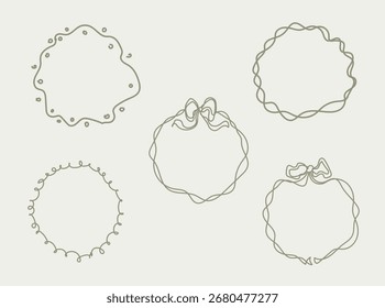 Conjunto de marcos de arte de línea dibujada a mano caprichosa de Doodle