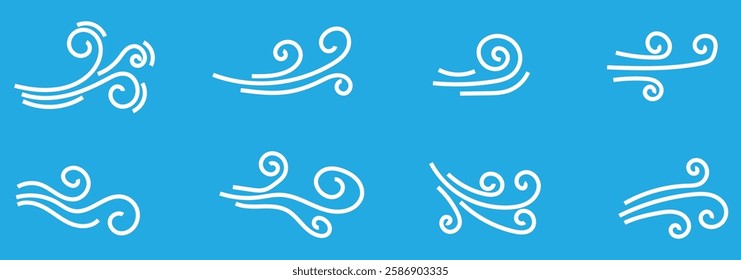  set of doodle wind, weather, environment. Doodle wind blow, gust designs, doodle wind line sketch set. Hand drawn doodle wind motion, vector illustration eps 888.